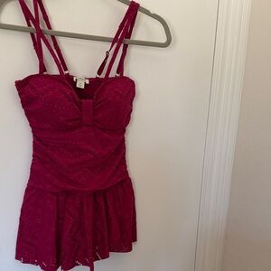 Sundance Fuchsia Eyelet One-Piece Swim Dress
